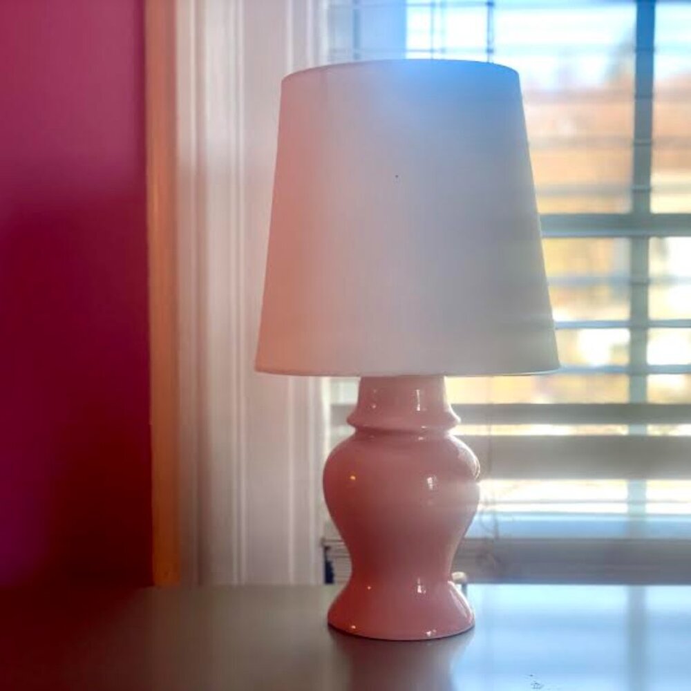 Mid Century  Ginger Jar Table Lamp with Shade,  Small Electrical Lamp